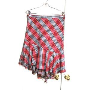 Urban Outfitters UO Plaid Flannel Skirt w/ Raw Hem sz 5